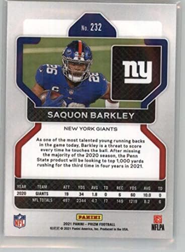 2021 Panini Prizm 232 Saquon Barkley New York Giants NFL Football Trading Card