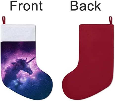 Unicorn Galaxy Nebula Cloud Funny Christmas Meking com meias de natal de punho curto para lareira decoração de