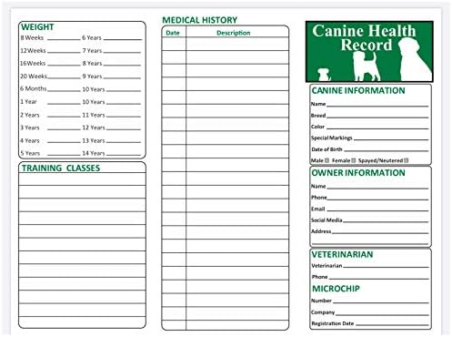 Vacinas de cartas de recorde de vacinação de cães Vacinas de cães, registro de tiro de cachorro, registros de