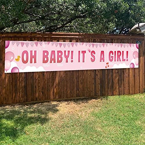É uma faixa de garota para chá de bebê, é um sinal de quintal, decorações de chá de bebê rosa para meninas