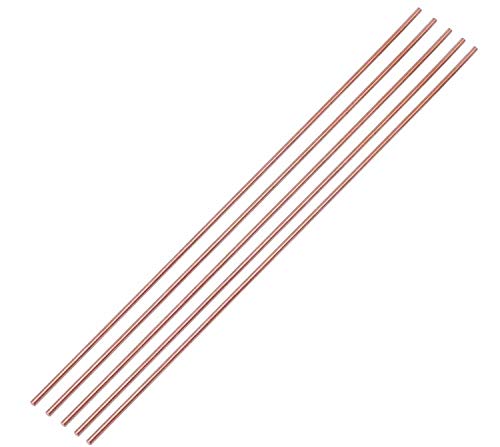 Haste redonda de cobre de 3 mm, vernuos 5pcs hastes redondas de cobre estoque de barra de torno, 3 mm de diâmetro