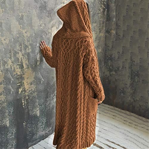 Casaco de inverno feminino FARTARN, mulheres de inverno malha sólida malha sola com capuz largo com casaco de