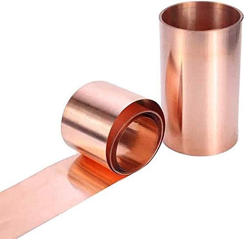 Yuesfz 99,9% de cobre puro Cu Metal Folha de folha T2 Alta pureza Rolo de papel alumínio, 200x1000mm, espessura