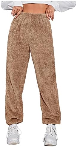 Calças de flanela feminina de Xcwer Winter calças acolchoadas quentes sherpa linham calças de lã