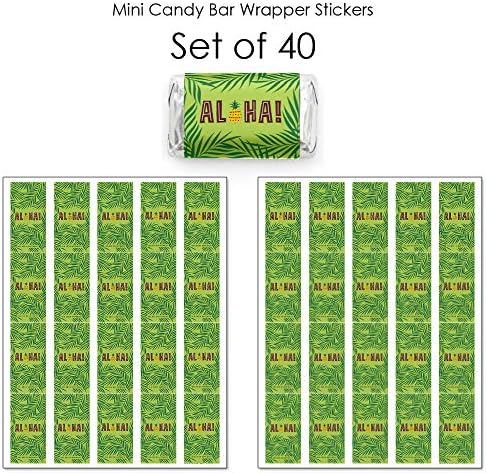 Tiki Luau - Mini Candy Bar Wrapper Stickers - Festas de verão havaiano tropical pequenos favores - 40 contagem