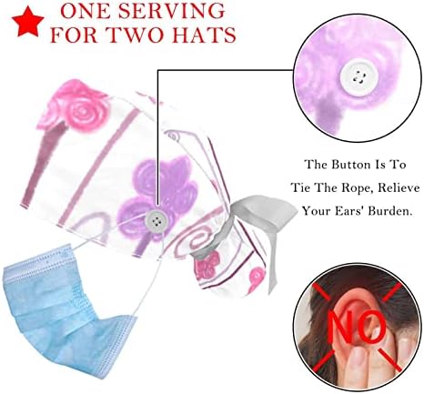 Niaocpwy 2 Pacote de trabalho feminino com botões Trecá de volta a fita Círculo rosa Flor longa Capas de cabelo