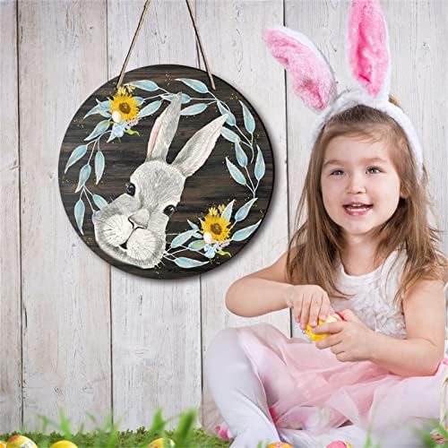 Decorações de guirlanda Tansel Bunny Bunny ovo de madeira pendurada para festas de férias decoração de ornamentos pendurados corda de bola