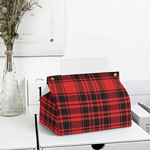 Christmas Red e preto Plaid Tissue Box Titular Saco de papel organizador de papel para guardana