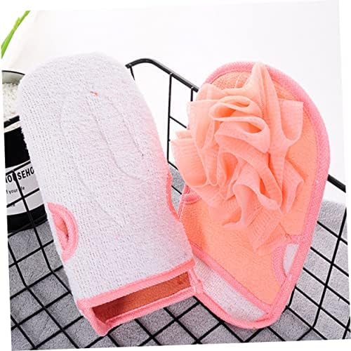 Hemotão 3pcs Luvas de banho lavagem corporal esponja malha de pouf pouf Mish banheiro banheiro bola de poliéster