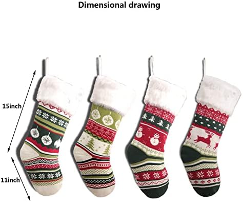 Meias de Natal Lequc, meias de Natal de 15 polegadas para crianças, 4pcs grandes meias de natal, decorações