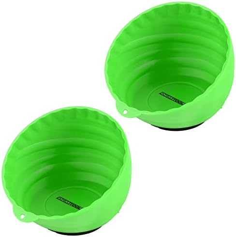 Oemtools 25115 xícaras de nozes magnéticas verdes, 2 pacote, cada bandeja de peças magnéticas curvadas