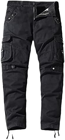 Miashui m Men Men Casual calça calça de calça multi -bolso de cor lateral de cor sólida ao ar livre calças