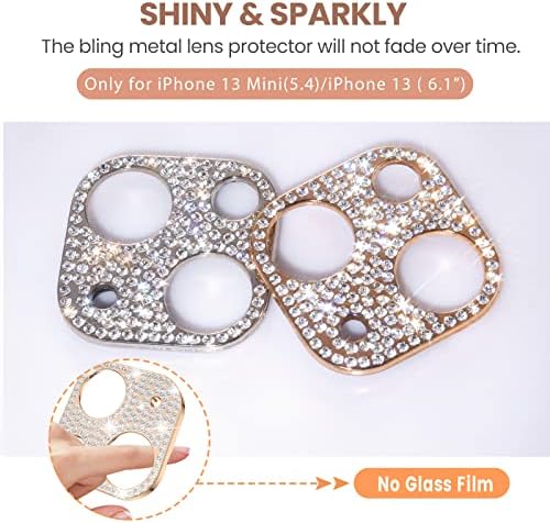GOTON [2 pacote] Bling Camera Lens Protector para iPhone 13 e 13 mini glitter diamante cristal lente