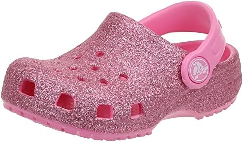 Crocs unissex-child clássico glitter tamancos | Sapatos brilhantes para crianças, limonada rosa,