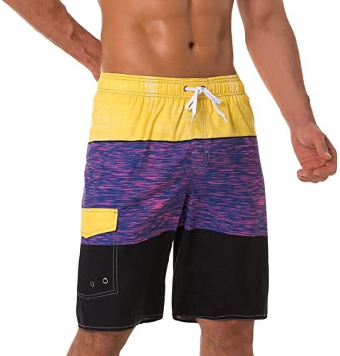 Homens impressos de lascas de praia de férias de verão leves de verão leves, baús de surf com bolso lateral