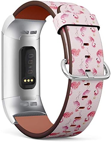 Compatível com Fitbit Charge 3 e 3 SE - Banda de acessório de pulseira de pulseira de couro - aquarela