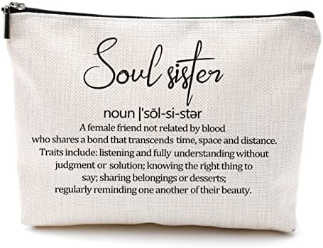 Bolsa de maquiagem de definição de definição da irmã da alma da alma, amizade inspiradora da bolsa cosmética
