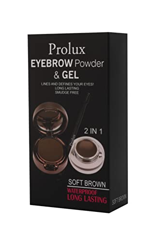 Prolux Cosmetics Soft and Natural Braw Powder & Gel para todos os tipos de pele sobrancelhas, marrom macio