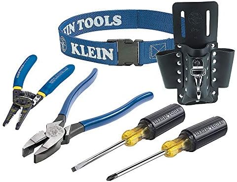 Klein Tools 80080 Kit de ferramentas manuais inclui 2 chaves de fenda, 3 alicate, decapagem de arame