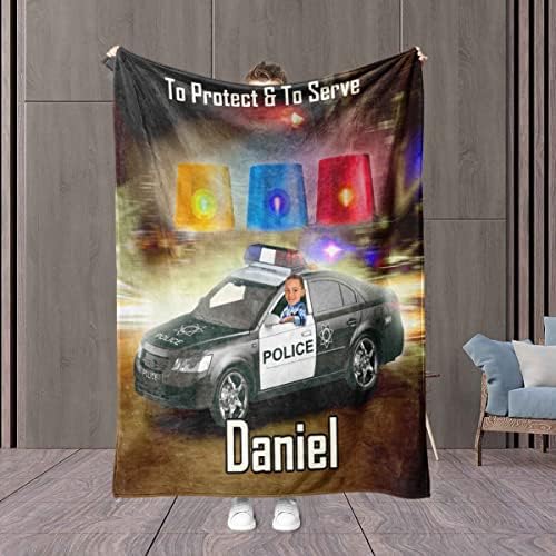 Angeline Kids USD fez cobertor de bebê personalizado para meninos, carros -policiais personalizados presentes