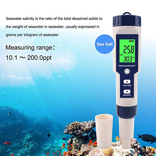 Detector de teste de água do Hakeeta, 5 em 1 Função Medidor de teste de qualidade da água, testador