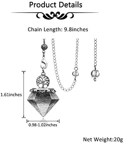 Crystaletars Natural Amethyst Crystal Dowsing Pendulum Reiki Healing Crystal Gemstone Points