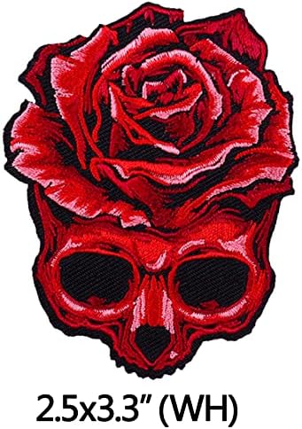 2pcs Skull Rose Logo Iron em Sew On Hout-De-De Grande Bordal