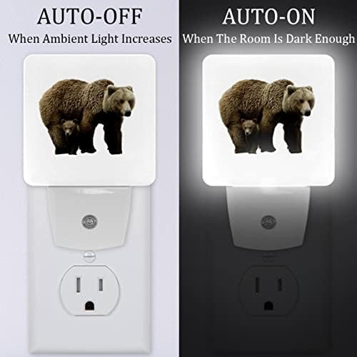 Walldor Bear Mom e Baby Night Light, Smart Dusk To Dawn Sensor Warm LED LED LEITO NOITE PARA O