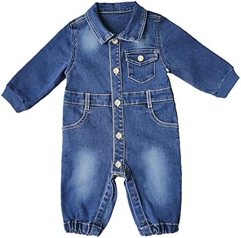 Zl Magic Baby e menino/garotinha de algodão de algodão Macacão de mangas compridas de manga comprida Jean calças