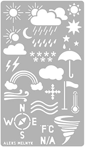 Aleks Melnyk 14 Metal Journal Stencil, previsão do tempo, gota de chuva, guarda