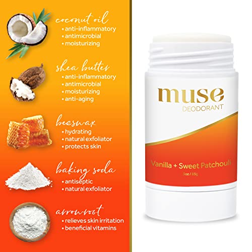 Muse All Natural Desodorante for Women - desodorante livre de alumínio para mulheres que dura o dia todo - feitas