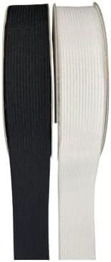 Sewkrafts tricotado de maconha elástica, branca e preta, 1 polegada x 6 jardas cada, alongamento pesado, alta
