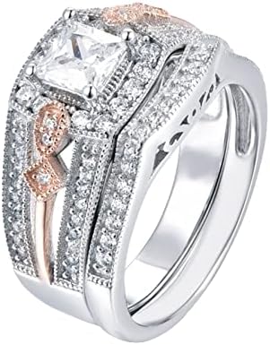 Moda requintada de zircão quadrado definido para anéis de anel de noivado para mulheres para adolescentes