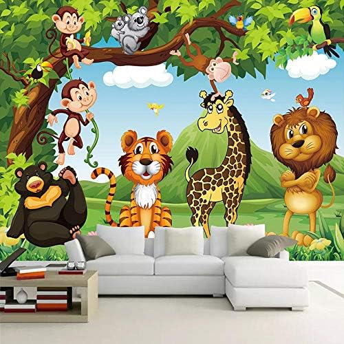 Foto 3D papel de parede para crianças desenho animado animal tigre leão pôster infantil quarto