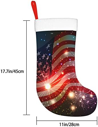 Aunstern Christmas meias de fogos de artifício americano Brilhas de dupla face brilhante pendurando meias