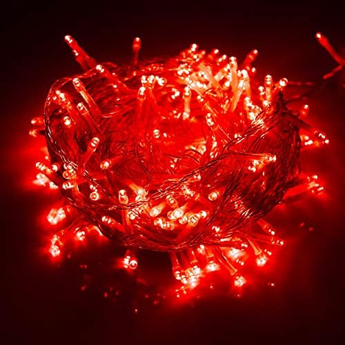 Vicila Red Led String Lights Christmas, Luzes de Treça USB Luzes de Fairia Remota 100 Luzes de cordas LED para