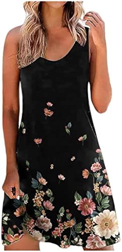 Uma linha se veste para mulheres impressão floral de grande porte sem mangas O-pescoço midi vestidos