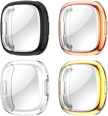 Case de protetor de tela de 4 pacotes Ginkgonut Compatível com Fitbit Sense 2/Versa 4, Casos de proteção à capa