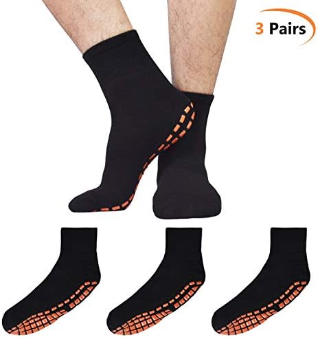 Meias não deslizantes para meias de casa de homens com garras 3 pares Anti-Skid Yoga Pilates Tile