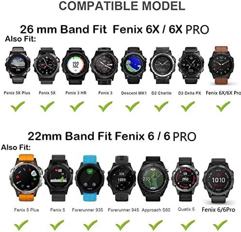 KDEGK 26 22mm Watch Band para Garmin Fenix ​​6x 6 Pro 5x 5plus 935 Tactix Redunda Quickfit Welft Strap