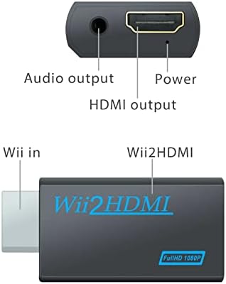 Xunion Wii portátil para HDMI Adaptador de conversor para 720p 1080p HD UpScale 3,5 mm Adaptador de saída