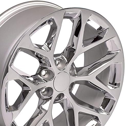 OE Wheels LLC Rim de 22 polegadas se encaixa no Chevy Silverado Snowflake Wheel CV98b 22x9 Roda cromada Hollander