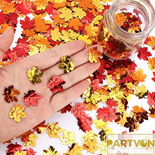 Decoração de outono Tabel Scatter Confetti - Dia de Ação de Graças Folhas de Maple Folha Folha Metálica Chefeti