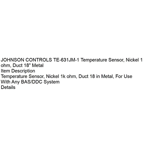Substituição TE-631JM-1 Sensor de temperatura, níquel 1k ohm, duto 18 metal