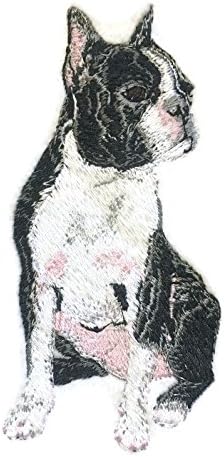 Incrível retratos de cães personalizados Boston Terrier] personalizado e exclusivo] Ferro bordado On/Sew Patch