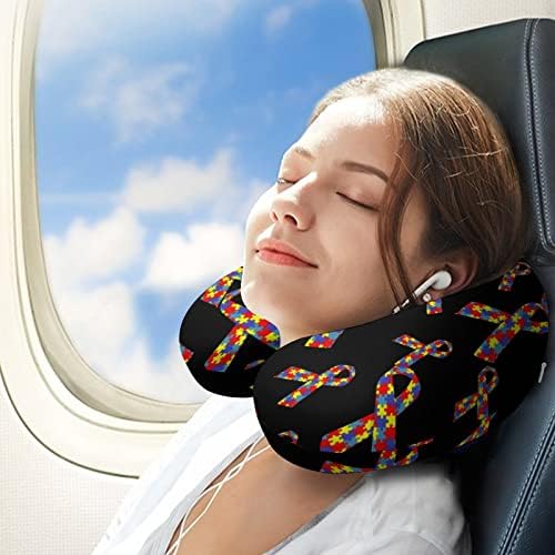 Autismo Consciência da fita Travel Pescoo Almofada Fumaça de espuma U Filfa Pillow de avião para