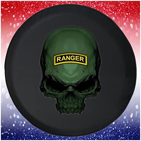 Grande capa de pneu sobressalente Green Ranger Skull preto 35 polegadas