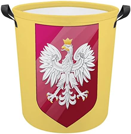 Brasão de braços de cesta de lavanderia da Polônia cesto de roupas altas cestas com alças saco