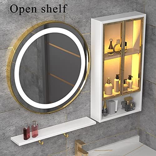 Razzum Mirror Modern Banheiro Armário de parede com portas duplas, espelho inteligente LED, armário de banheiro