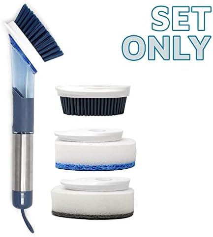 CBC Crown Soap Dispensing Willing Brush com 4 Scrub Brush Head & Extra Reabil